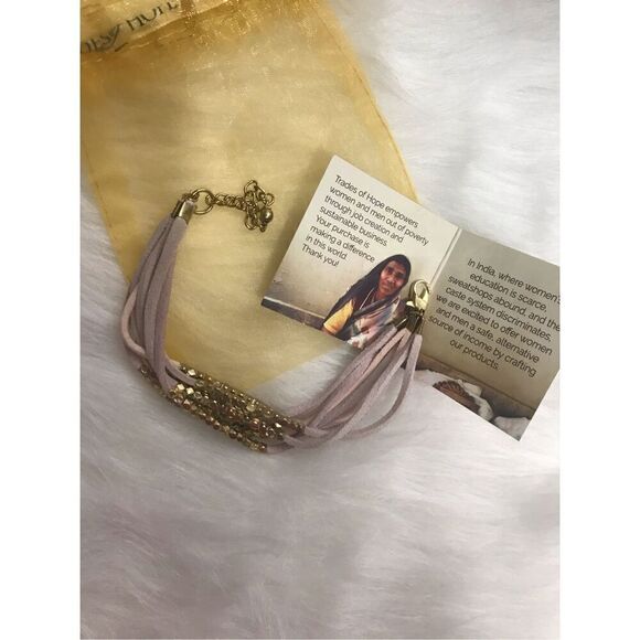 Trades of Hope‎ Pink Lavender Suede Gold Bead Bracelet NWT - Picture 5 of 8